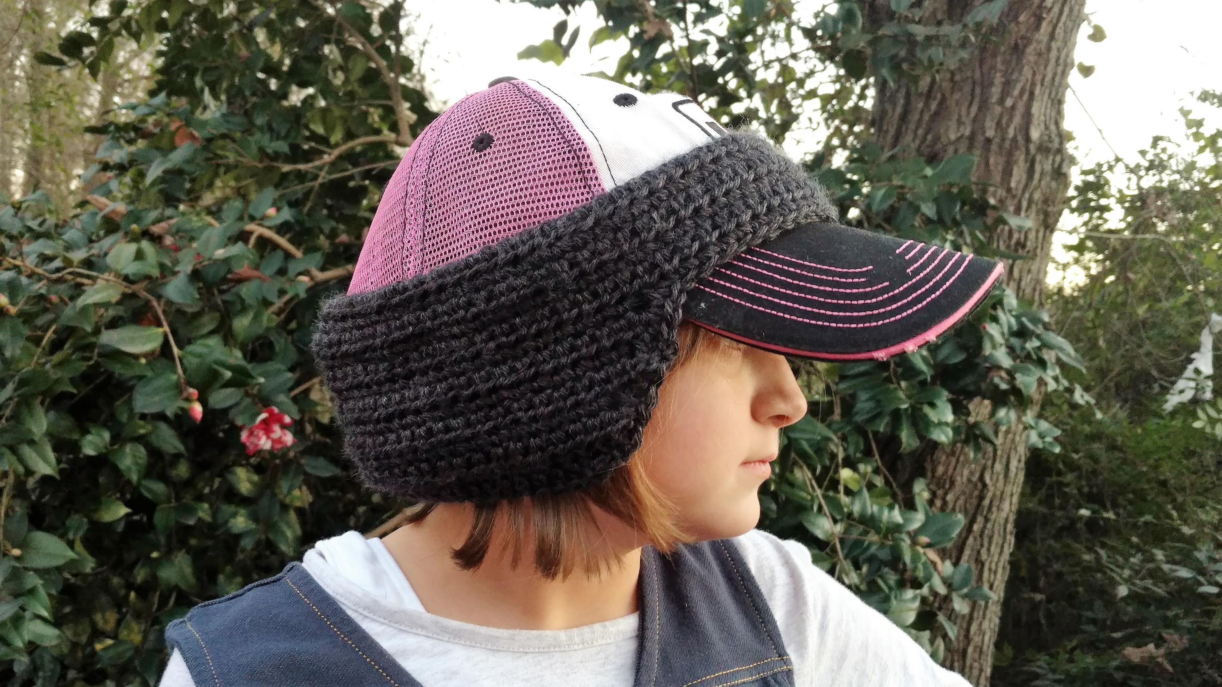 Hand Crocheted Baseball Hat Ear Warmer 